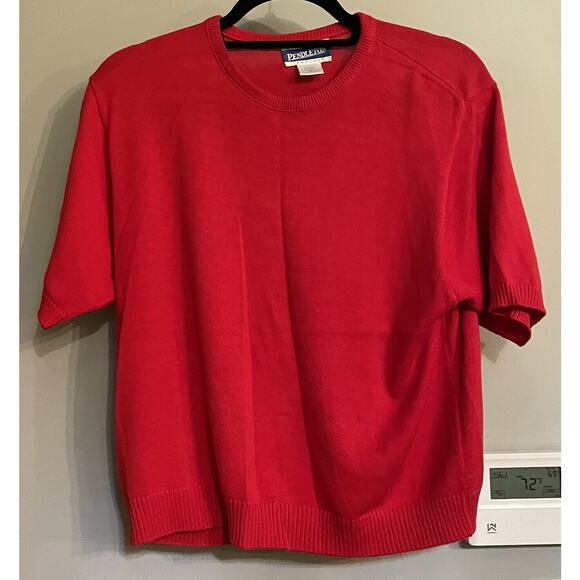 Pendleton‎ Sweater Top Knit Short Sleeve Pullover Crew Neck Cotton USA Made M - Picture 1 of 10